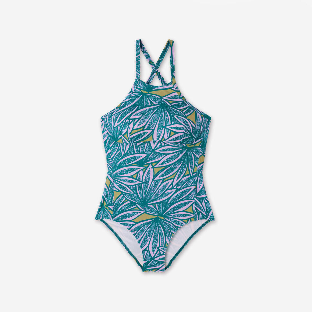 Women’s surfing one-piece swimsuit - Andrea flow blue and purple