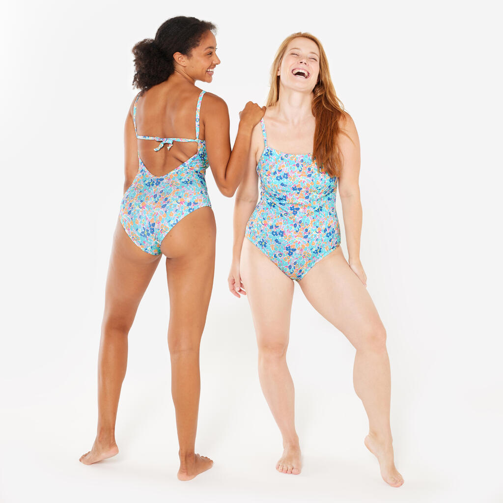 Women’s surfing floral 1-piece swimsuit - Cloe multicoloured