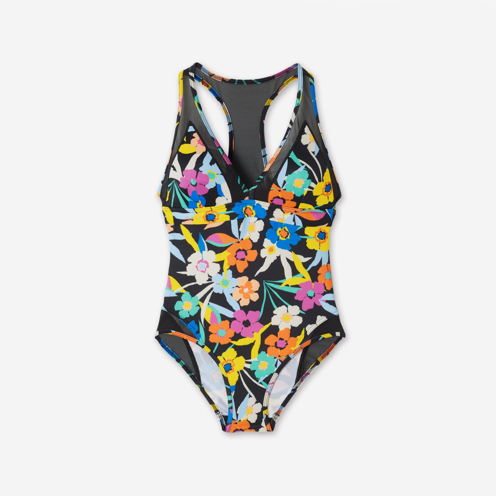 Women's surfing floral 1-piece swimsuit - Isa azalea multicoloured
