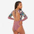 Women’s surfing 1-piece long sleeve floral swimsuit - Mary azalea purple