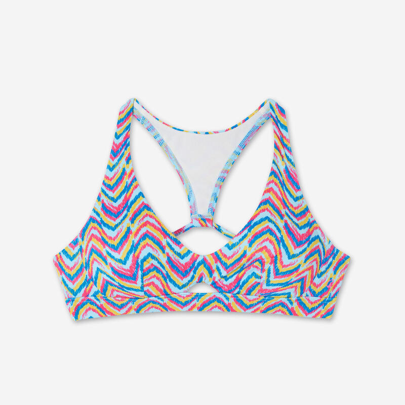 Haut de maillot brassière de surf Femme - Agatha Pandor bleu rose et jaune