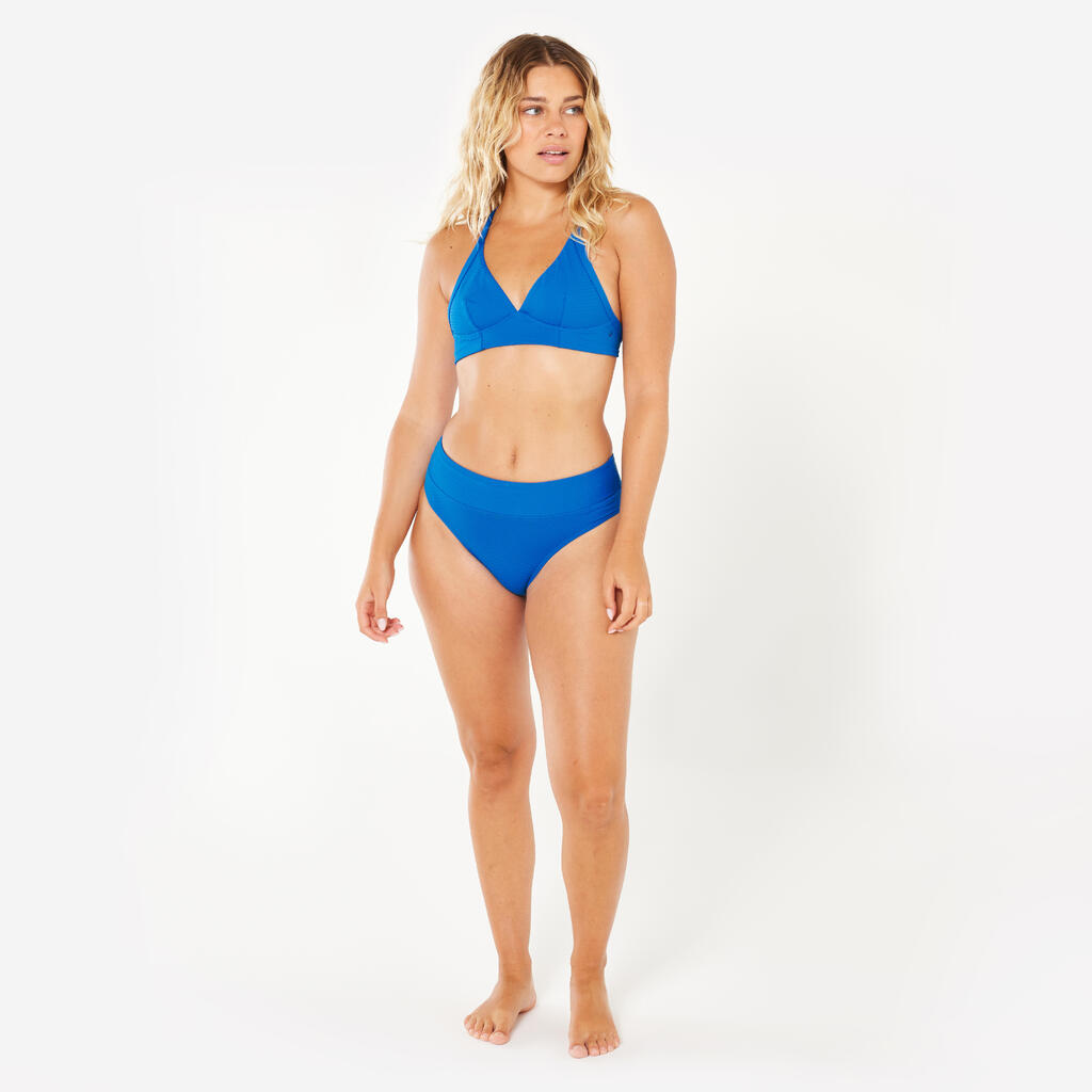 Women’s surfing textured bikini crop top - Bea blue