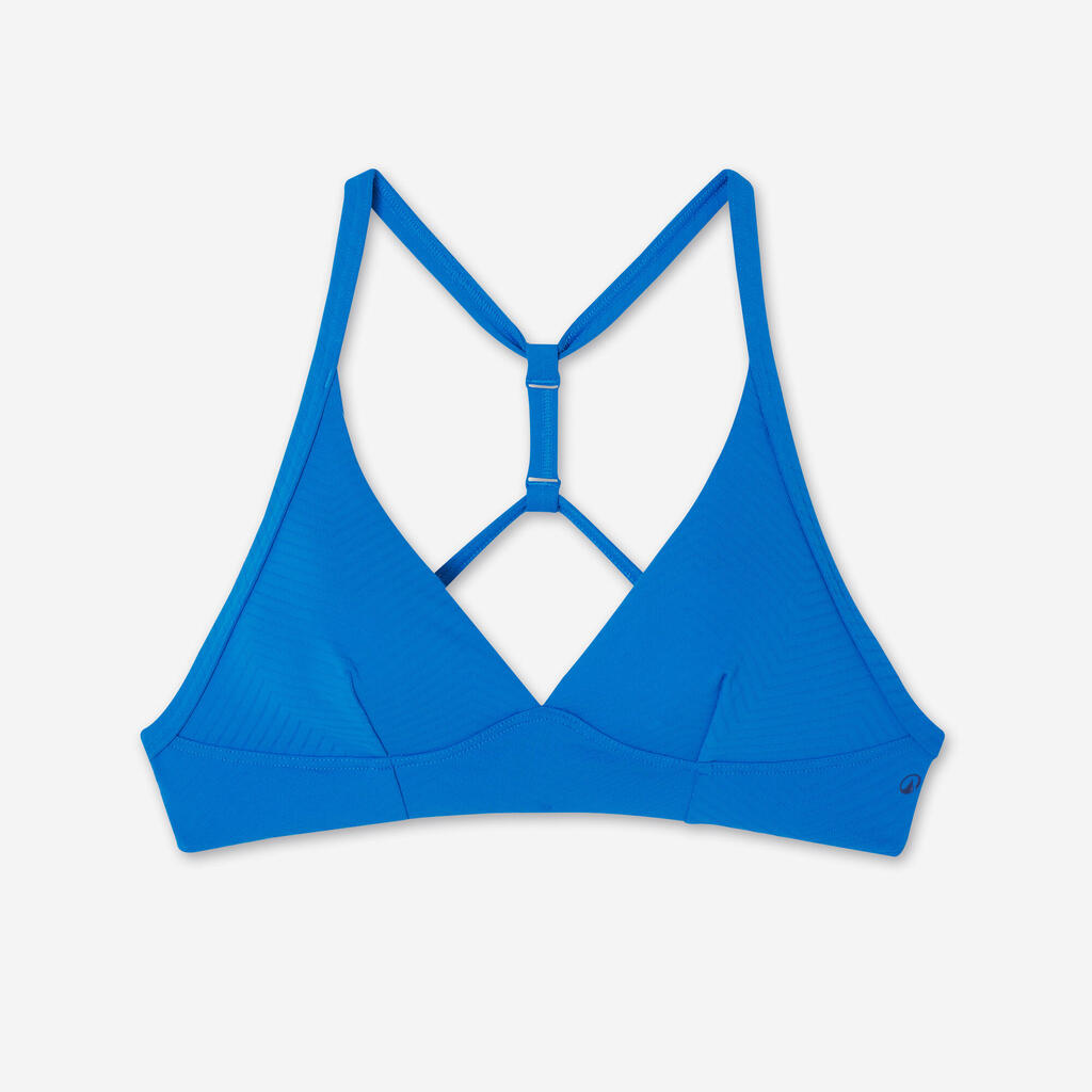Women’s surfing textured bikini crop top - Bea blue