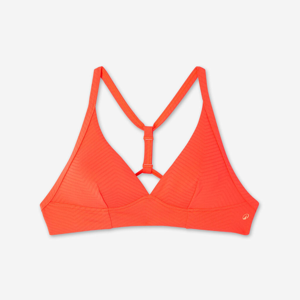 Haut de maillot brassière texturé surf Femme - Bea orange fluo