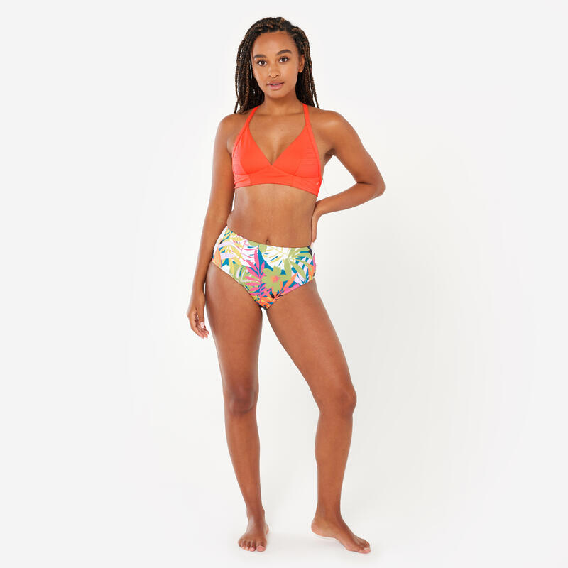 Slip de baie cu talie înaltă Flori multicolore Damă
