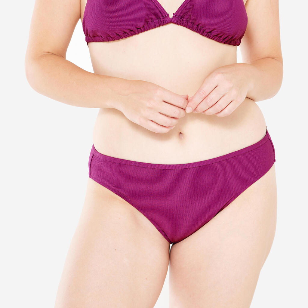Women’s surfing textured bikini bottoms - Nina purple