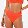 Women’s surfing high-waisted bikini bottoms textured briefs - Nora neon orange