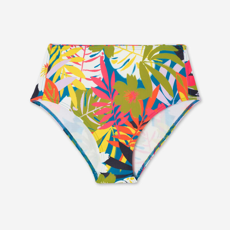 Slip de baie cu talie înaltă Flori multicolore Damă