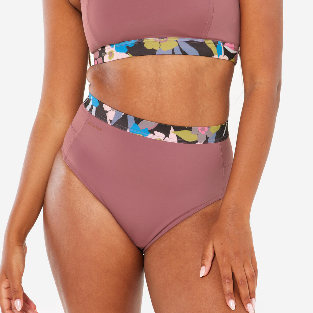 Bas de maillot culotte taille haute surf Femme - Rosa violet