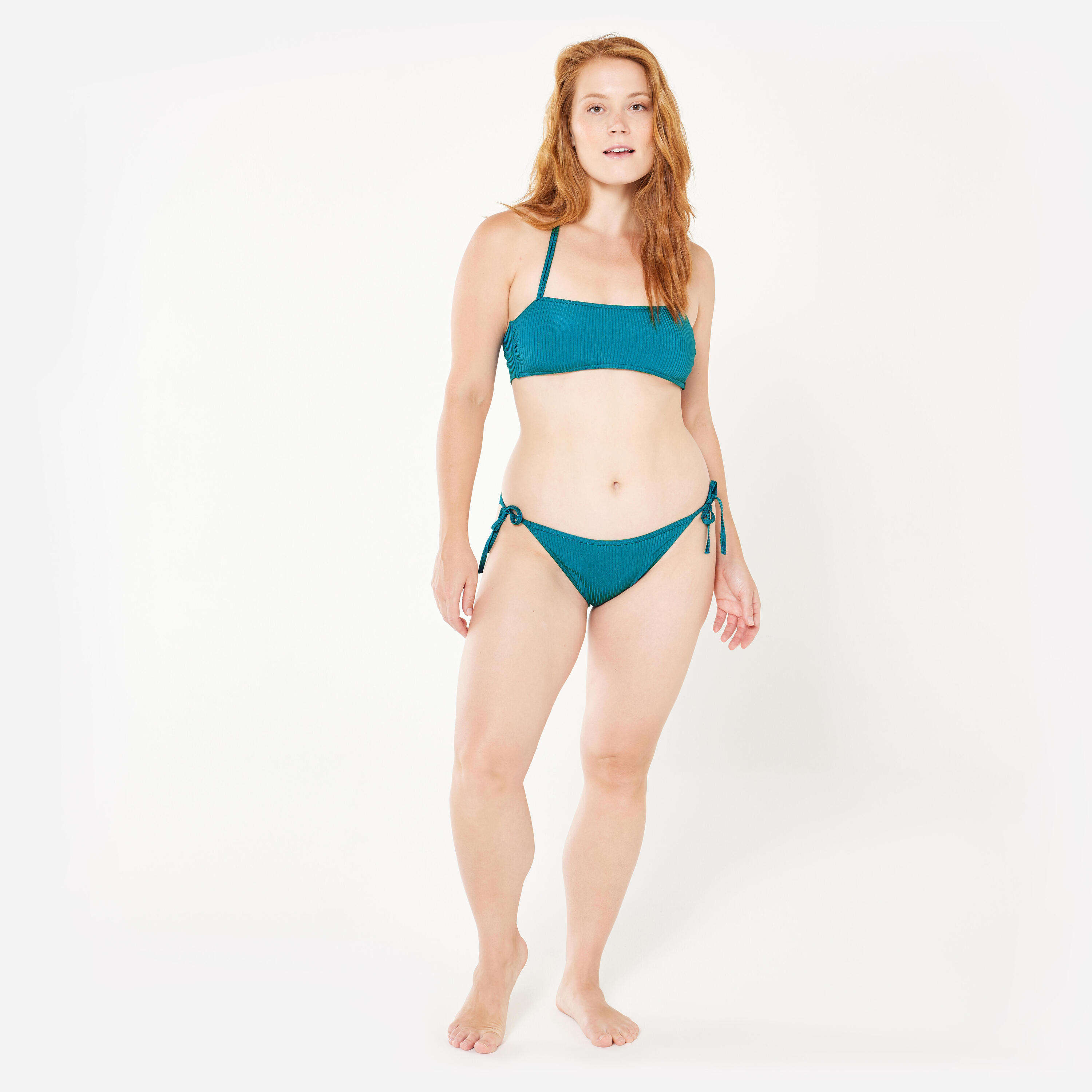 Bikinibroekje surfen dames striksluiting Sofy folk petrolblauw 2/8