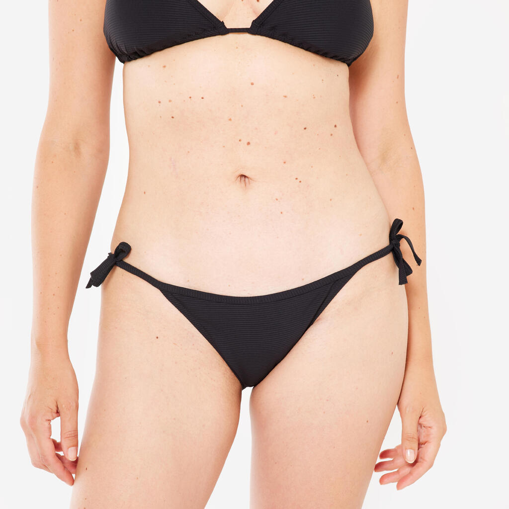Women’s swimsuit bottoms textured tie-side briefs - SOFY black