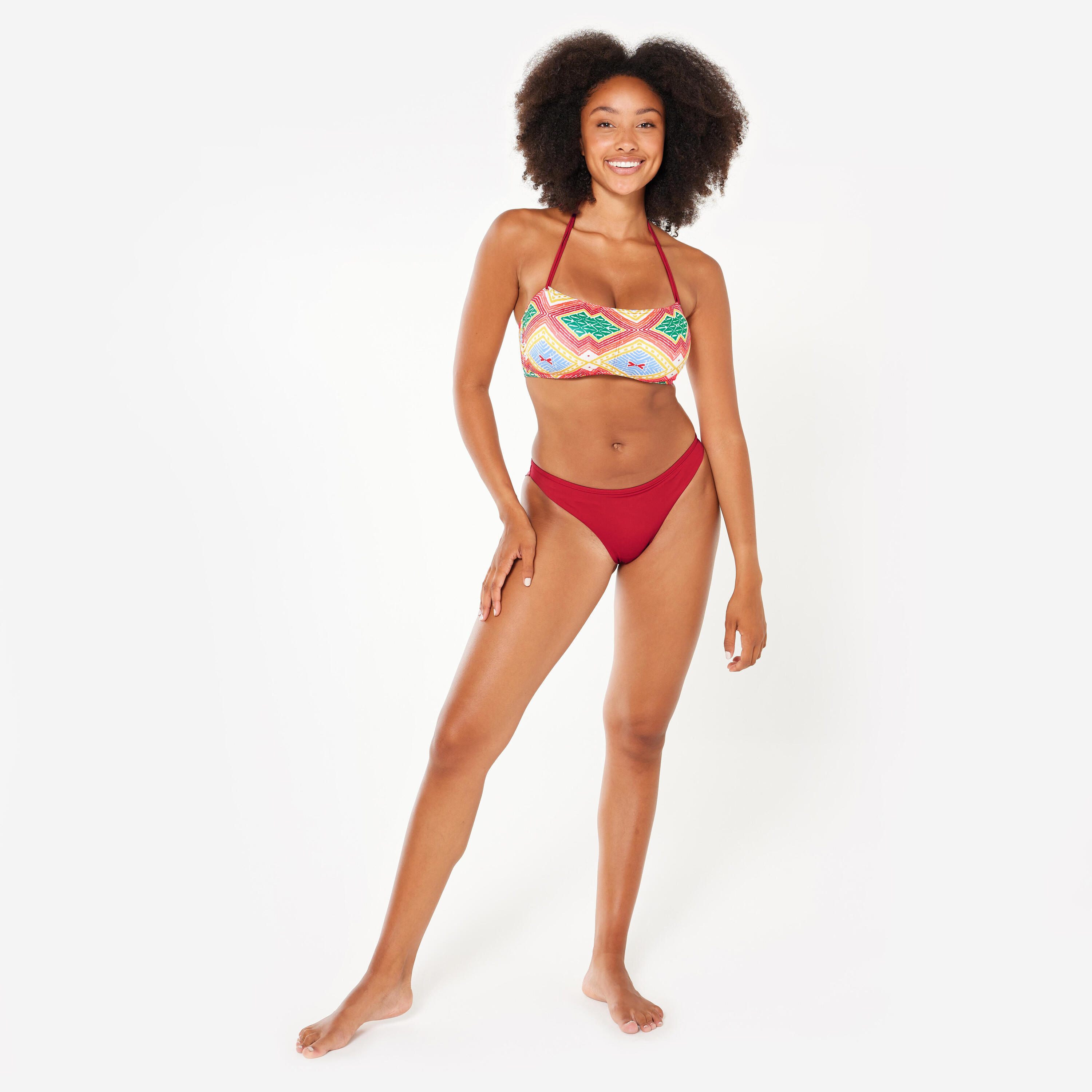 Bikinitop voor surfen dames bandeau Lori sangria rood 2/7