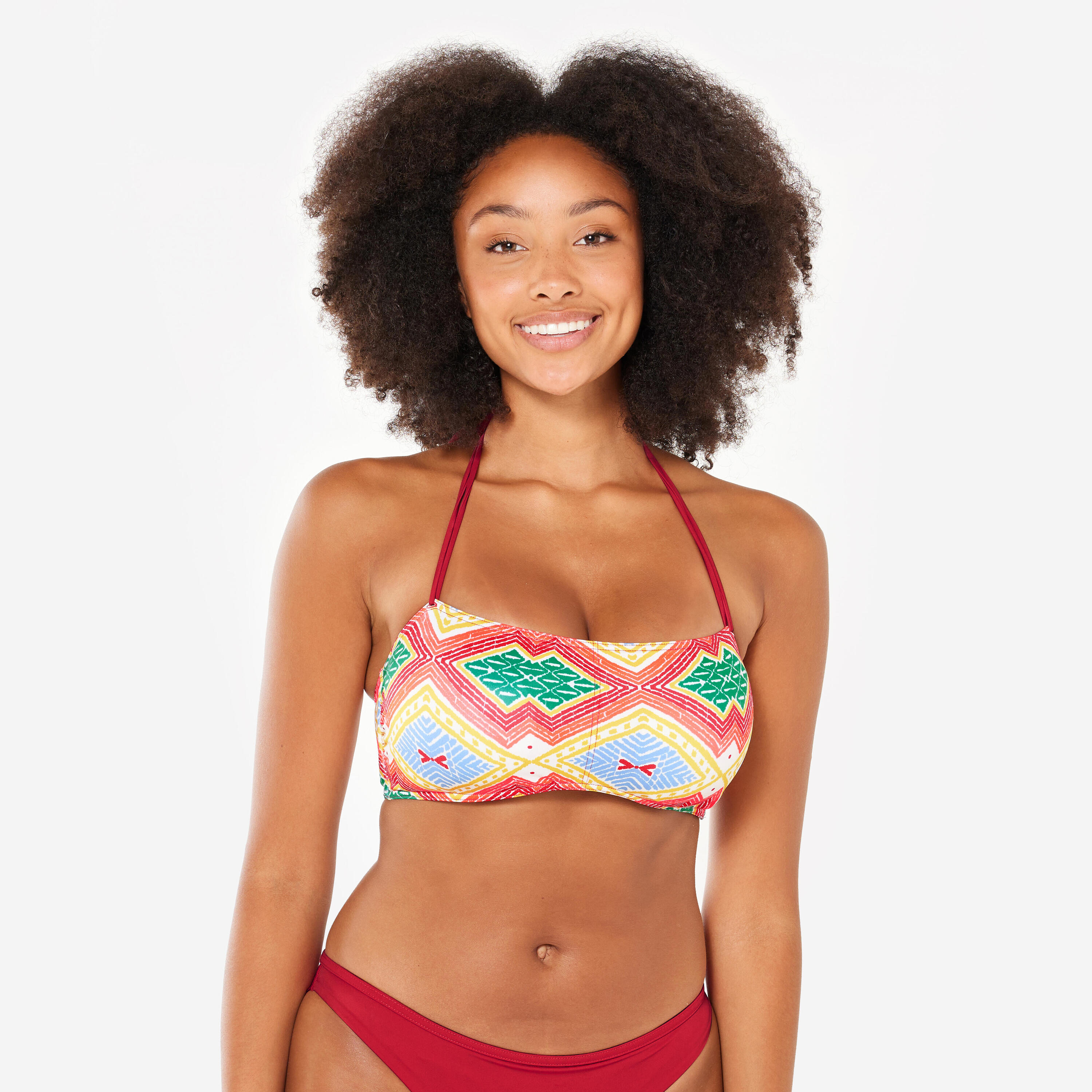 OLAIAN Top Bikini Bandeau Mujer Rojo Sangría