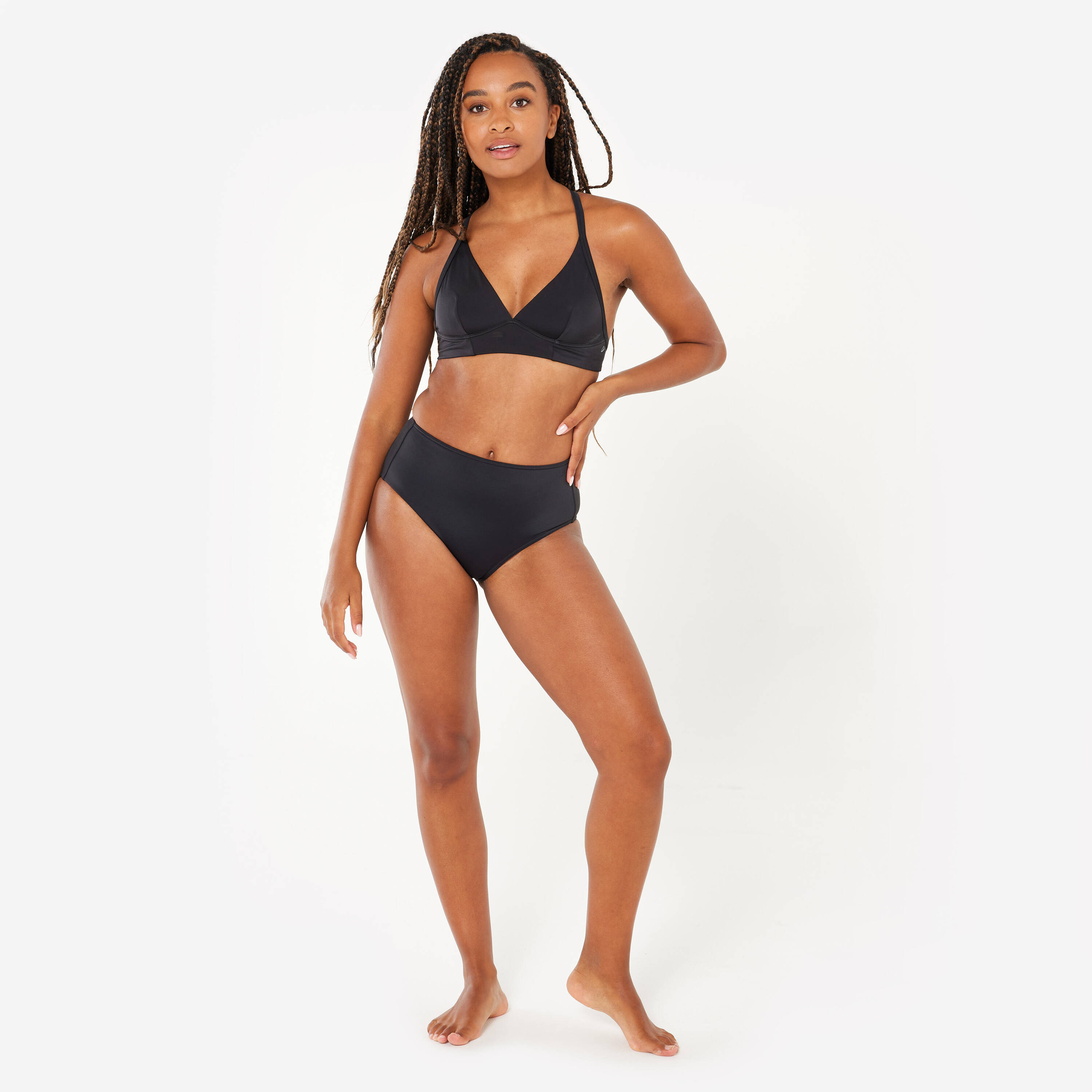 Women HIGH-WAISTED Surfing Swimsuit Bottom - BLACK -  3