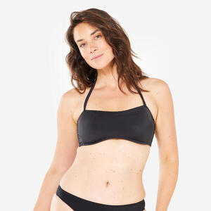 Top bikini Mujer bandeau relleno extraíble negro