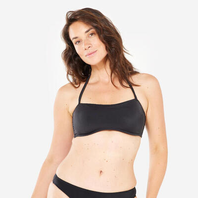 Bikini-Oberteil Damen Bandeau herausnehmbare Cups - Laura schwarz