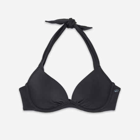 Elena Women's Push-Up Swimsuit Top with Fixed Padded Cups - Black