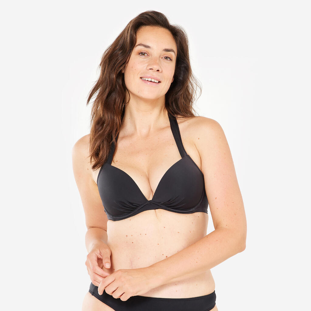 Bikini-Oberteil Damen Push-Up Elena angenähte Formschalen schwarz