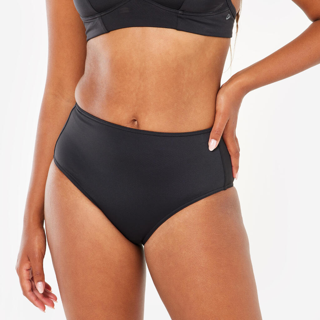 BAS DE MAILLOT DE BAIN DE SURF FEMME TAILLE HAUTE ROMI NOIRE