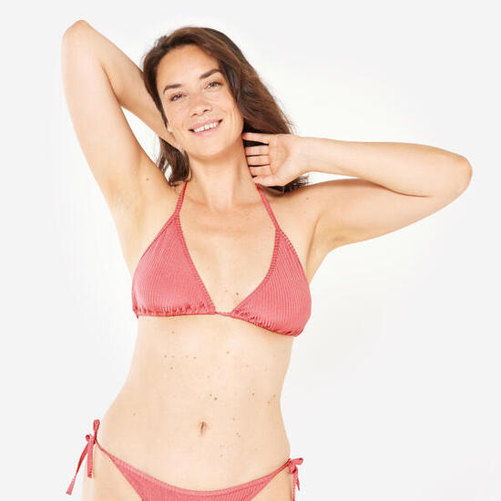 Bikini-Oberteil Damen Triangel verschiebbar Mae gerippt rosa