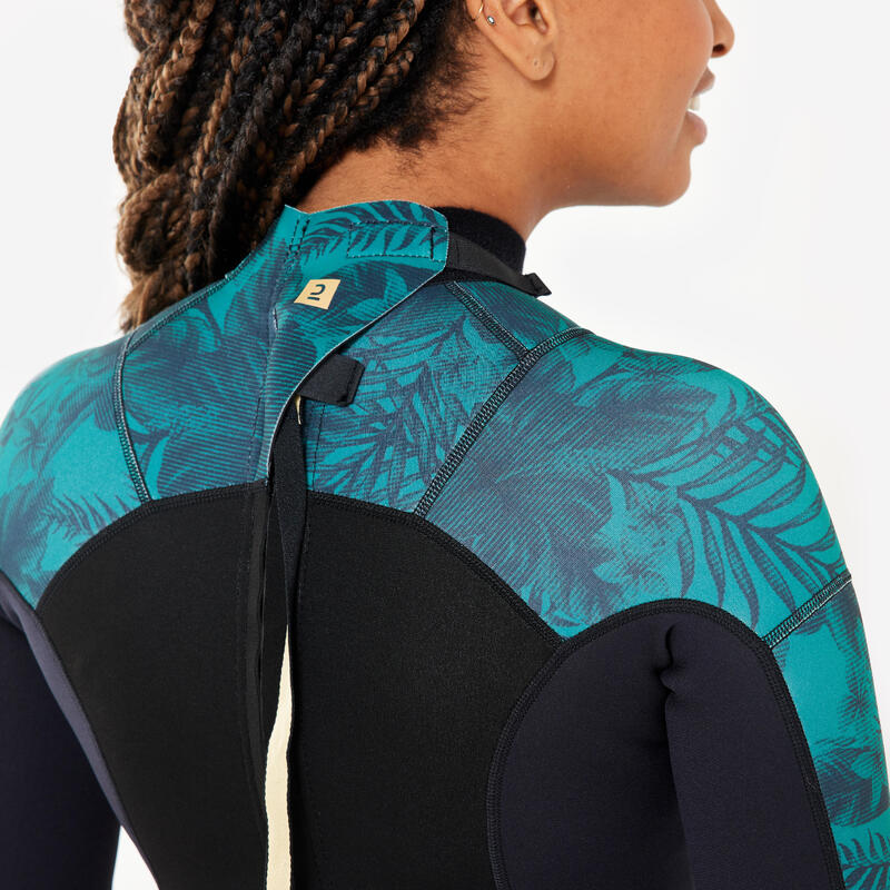 Shorty de surf 500 1,5mm back zip manches courtes Femme  - Mirage Noir