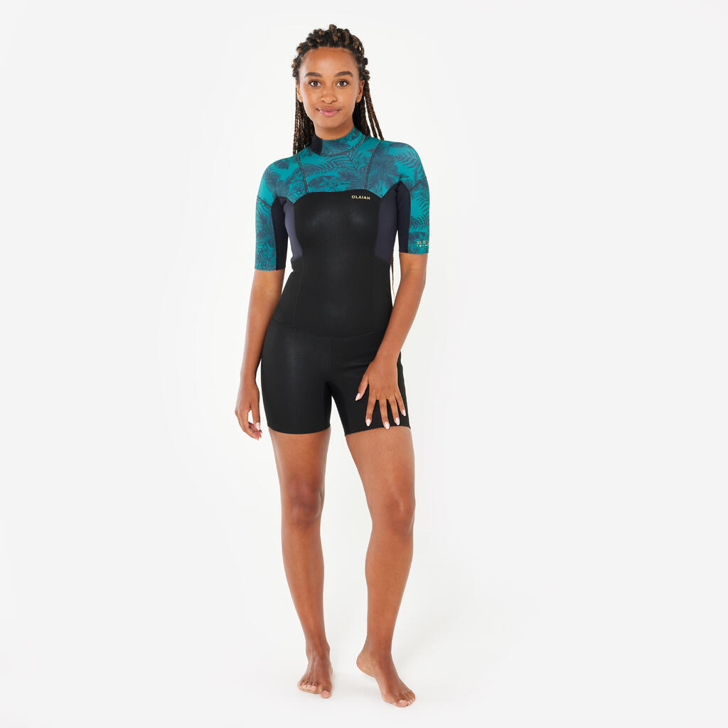 Surfersko odelo dgih rukava za žene 1,5 mm kratko 500 - Mirage crno