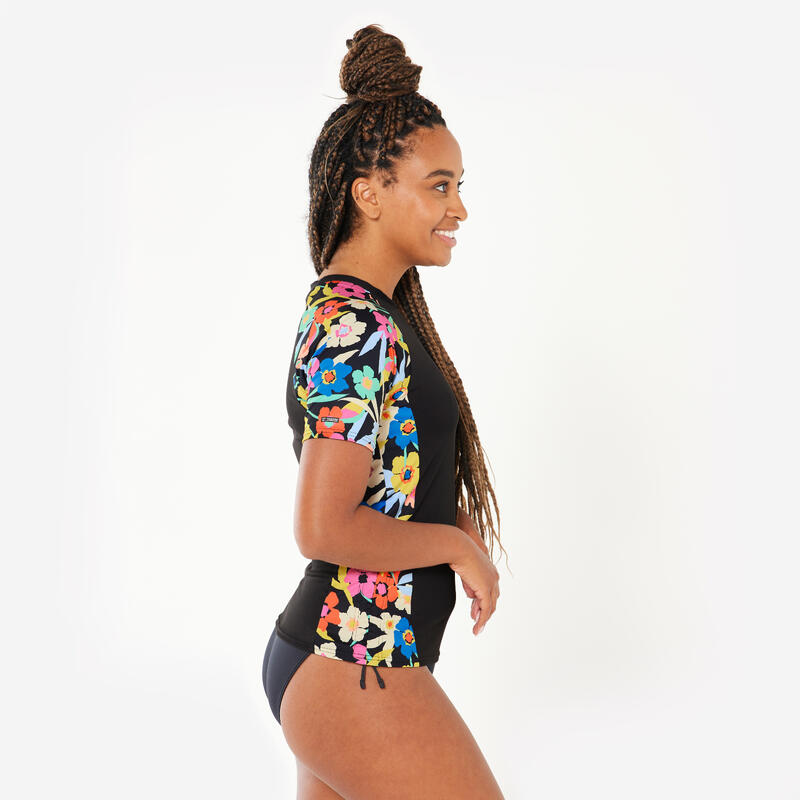T-shirt anti uv surf manches courtes Femme - Kanika noir