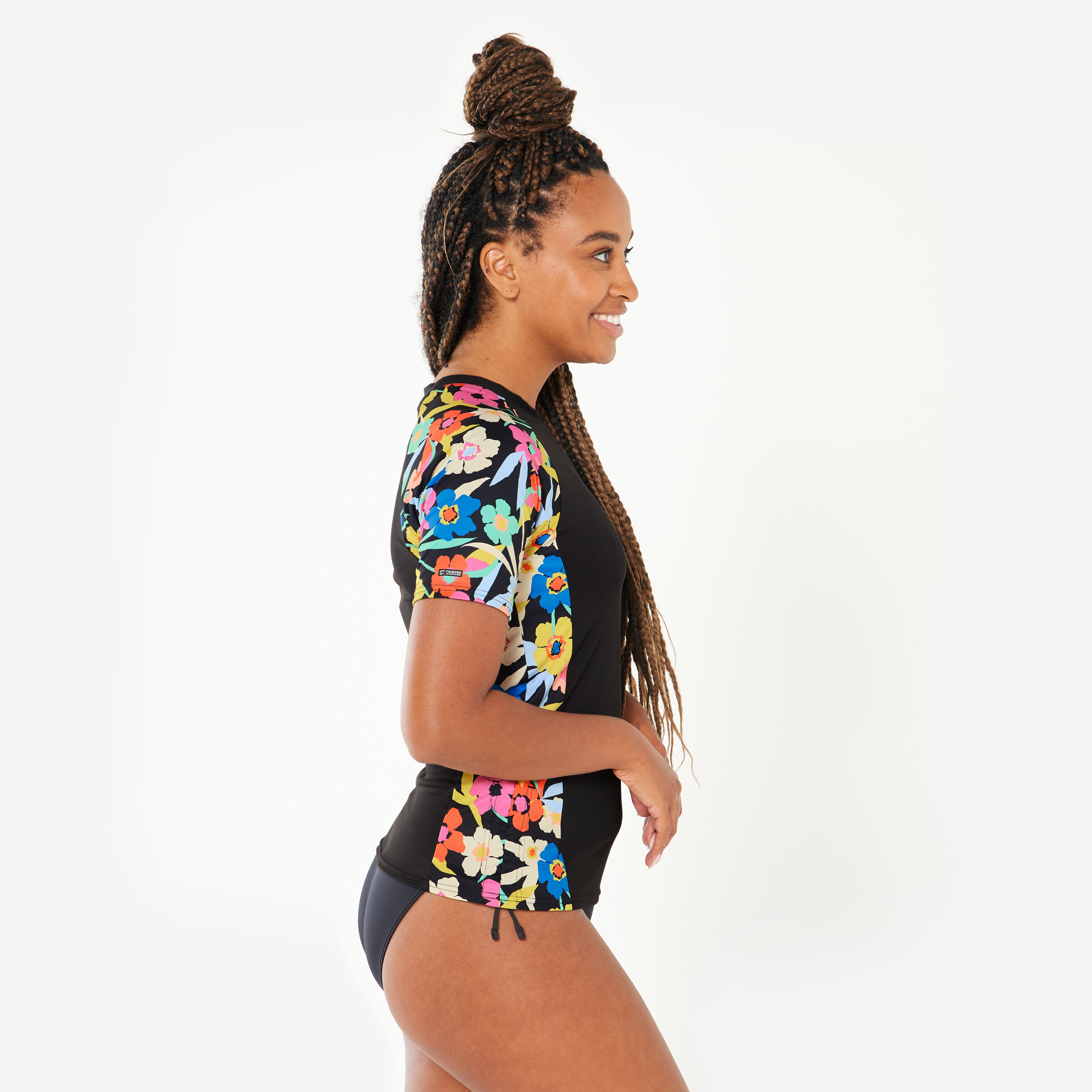 T-shirt anti uv surf manches courtes Femme - Kanika noir - Décathlon