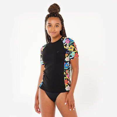 Uv-werende dames rashguard met korte mouwen kanika zwart