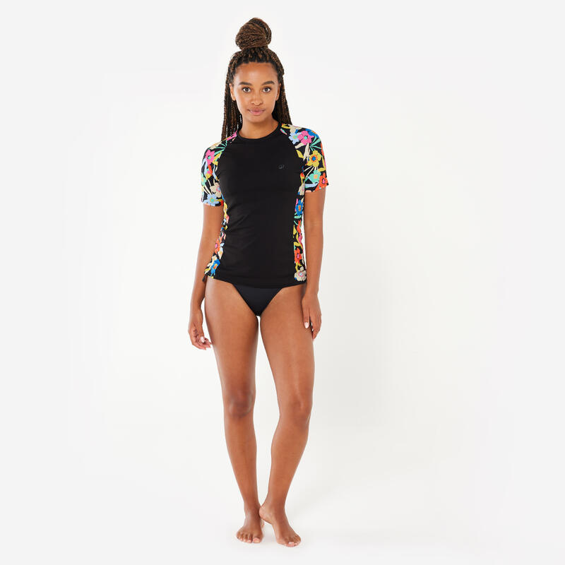 T-shirt anti uv surf manches courtes Femme - Kanika noir