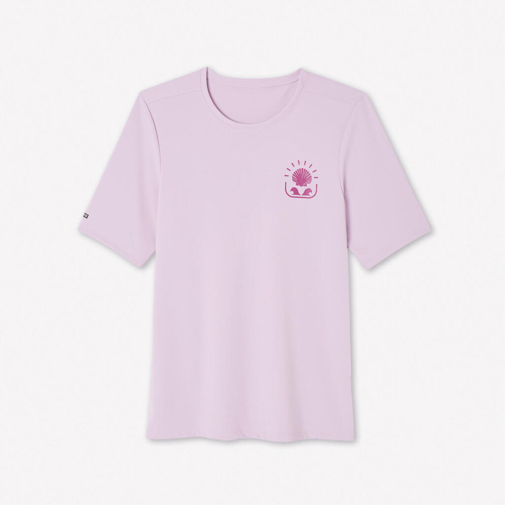 Tee shirt anti uv surf manches courtes surf Femme - Malou mauve