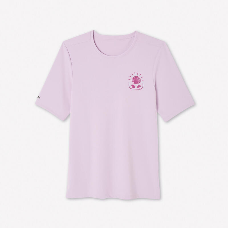 Tee shirt anti uv surf manches courtes surf Femme - Malou mauve
