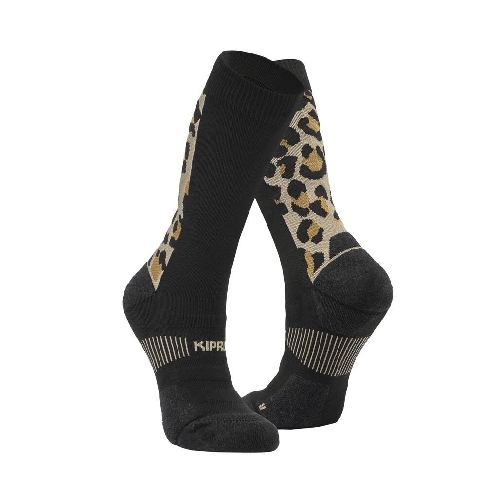 run900 Mid-Calf Thick Running Socks - Leopard