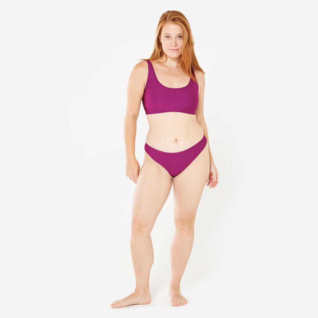 Women’s surfing textured tanga bikini bottoms - Lulu purple
