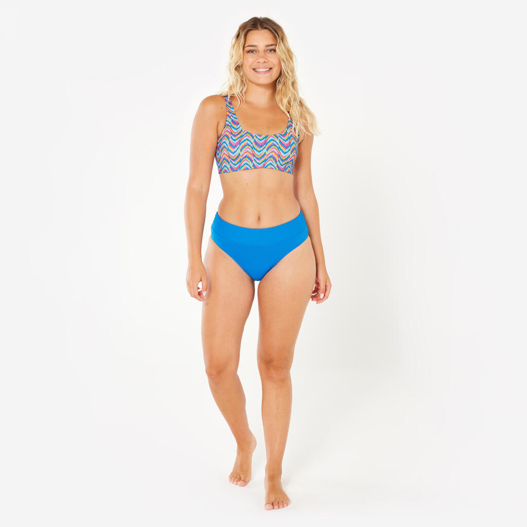 Bas de maillot culotte haute texturé surf Femme - Nora bleu