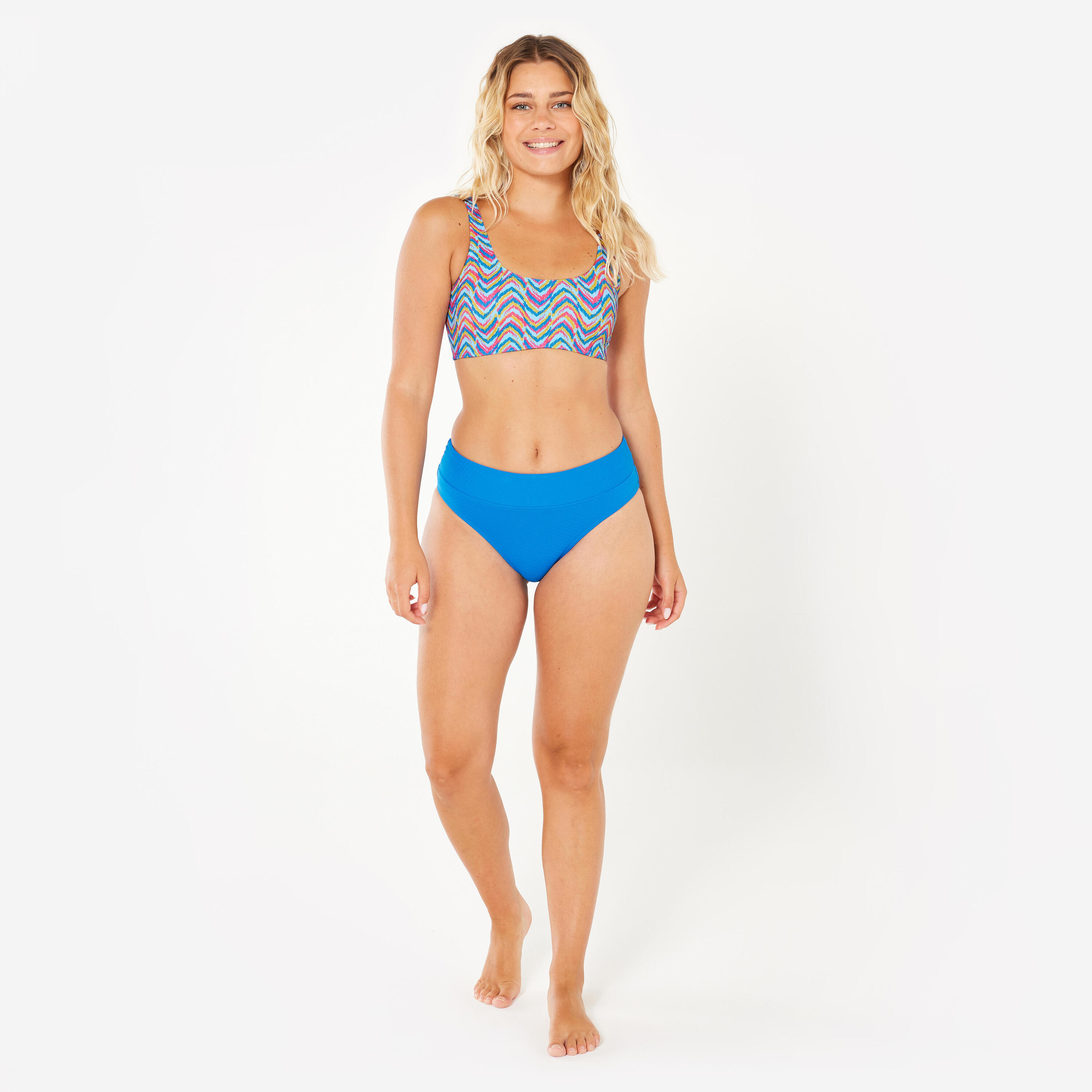 Braguita bikini mujer talle alto texturizada Azul 2/7