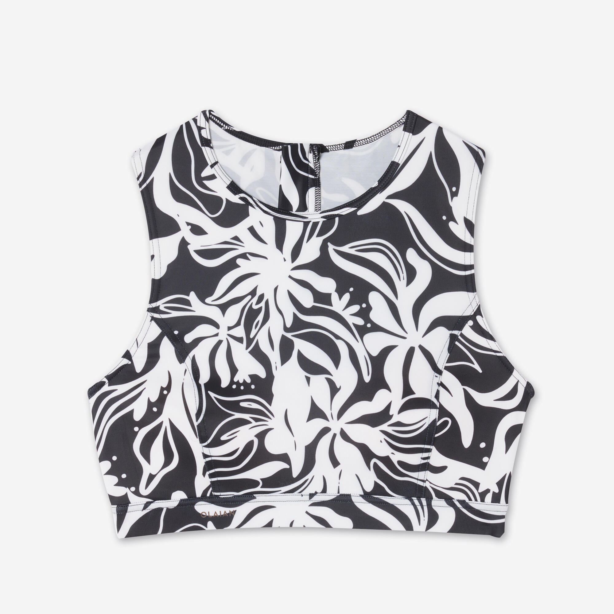Women’s surfing bikini crop top - Carla black and white 6/7