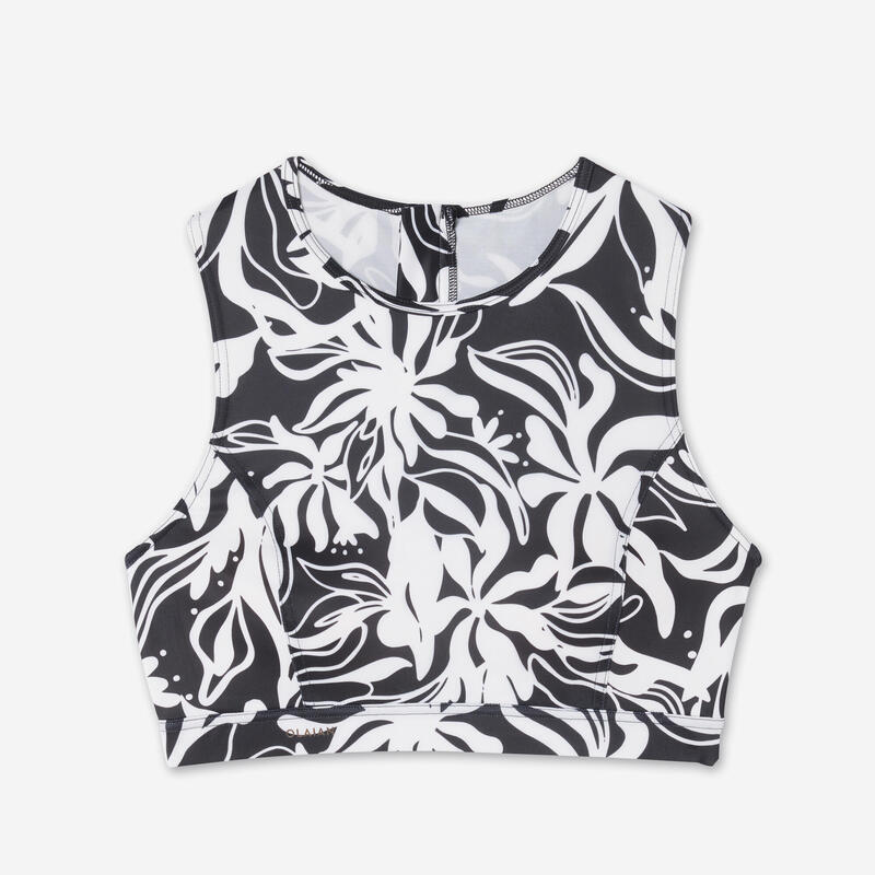 Haut de maillot brassière de surf Femme - Carla noir et blanc