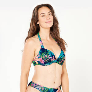 Women’s surfing push-up bikini top - Elena borabora blue