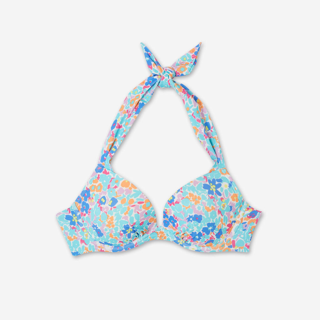 Bikini-Oberteil Surfen Damen Push-Up Elena grün/weiß