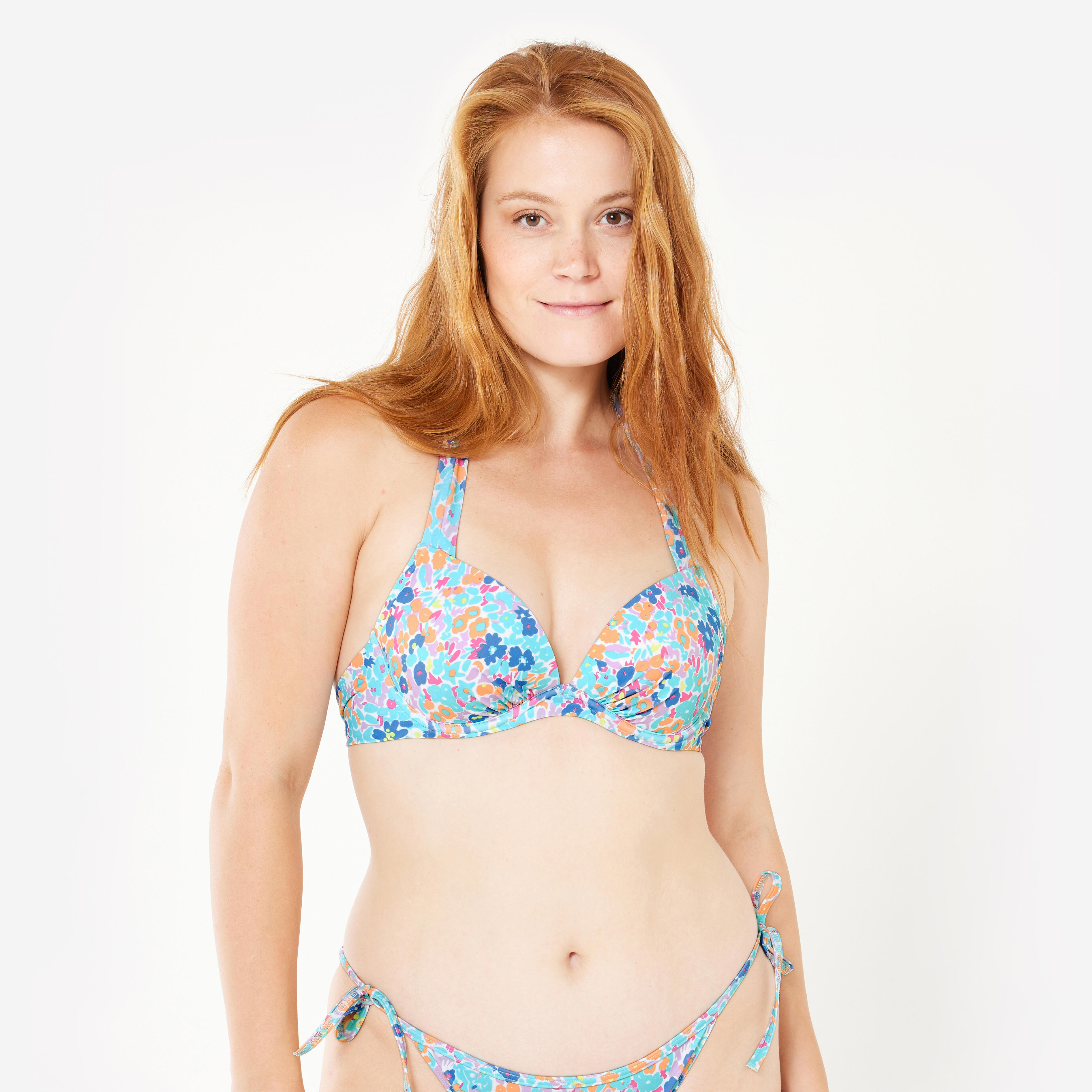 Women’s surfing floral push-up bikini top - Elena prairie multicoloured
