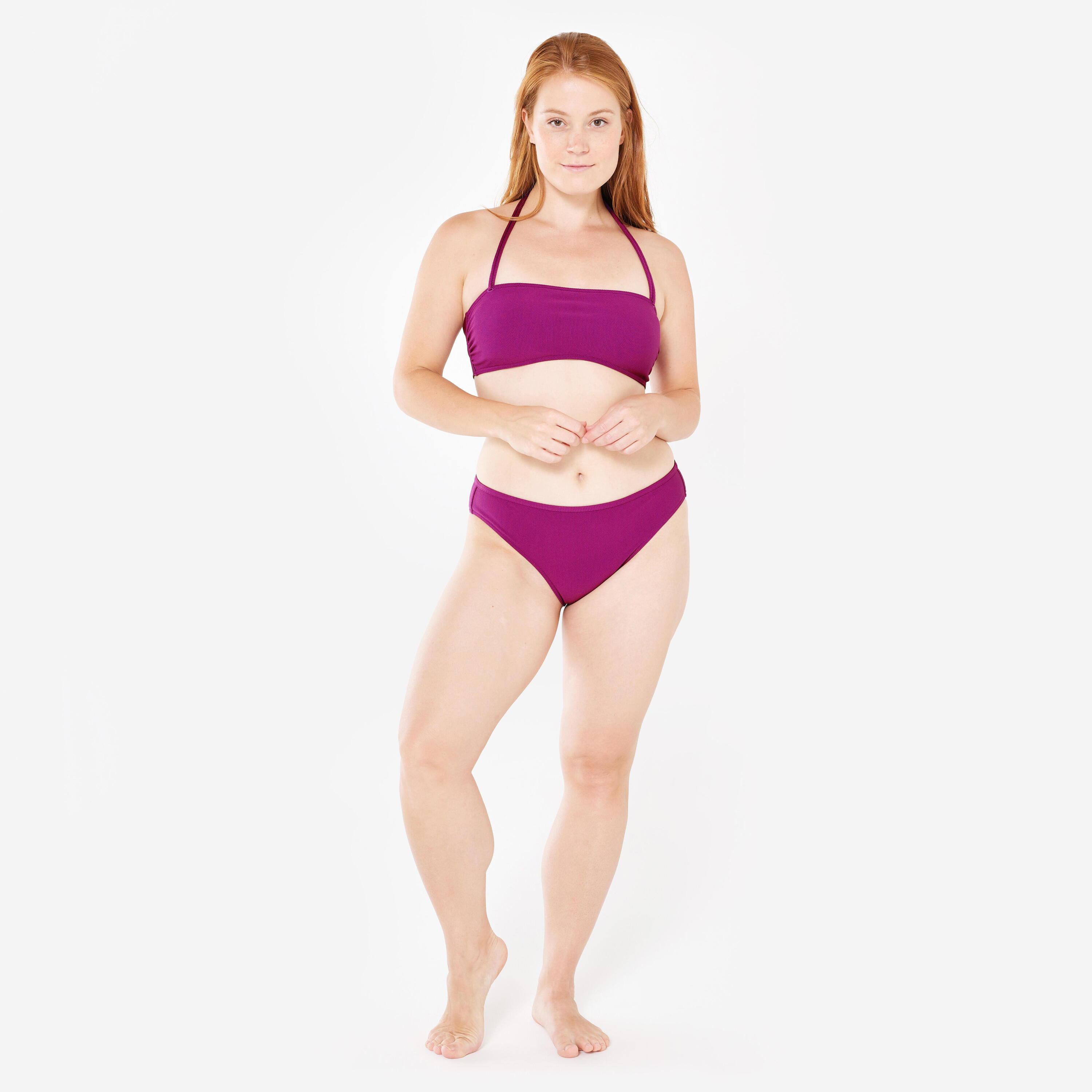 Haut de maillot de bain bandeau texturé Femme - Laura violet 2/7