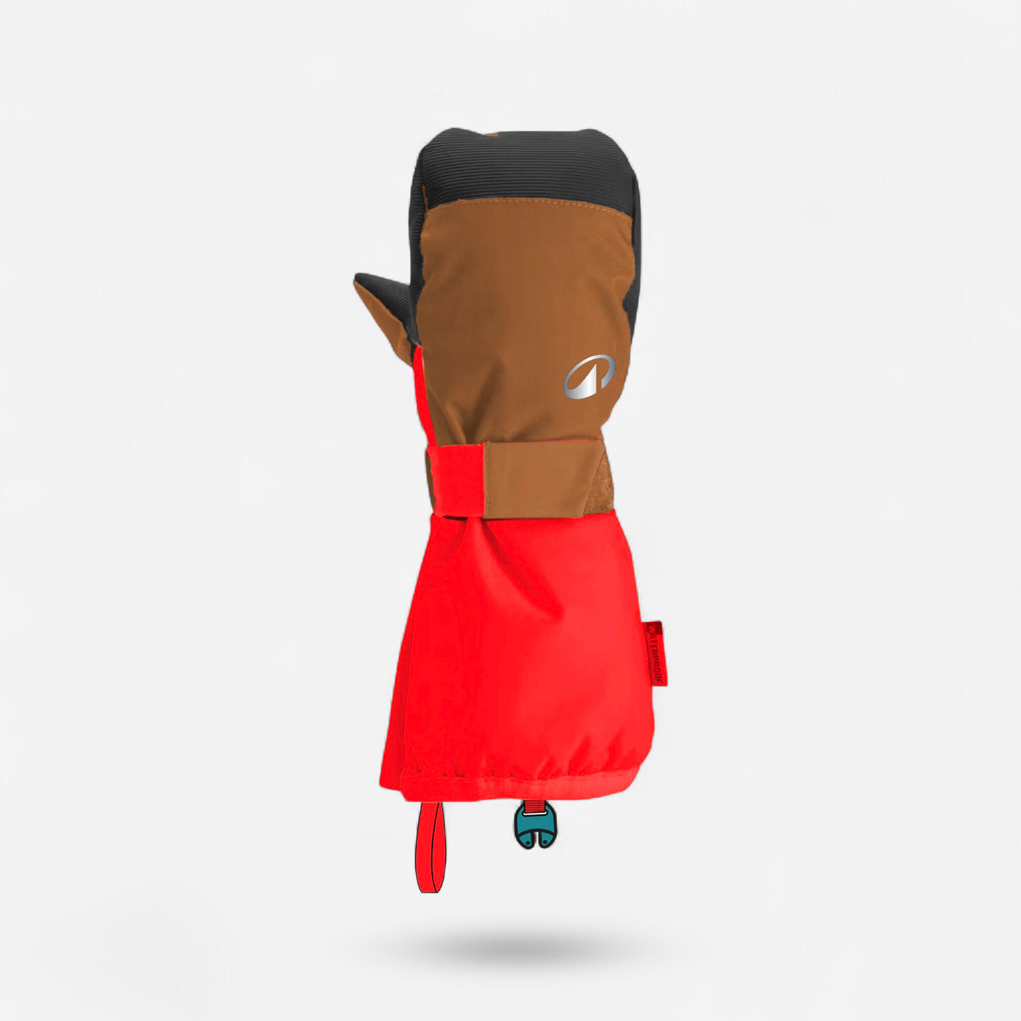 QUECHUA Muffole sci bambino 500 marroni e arancioni