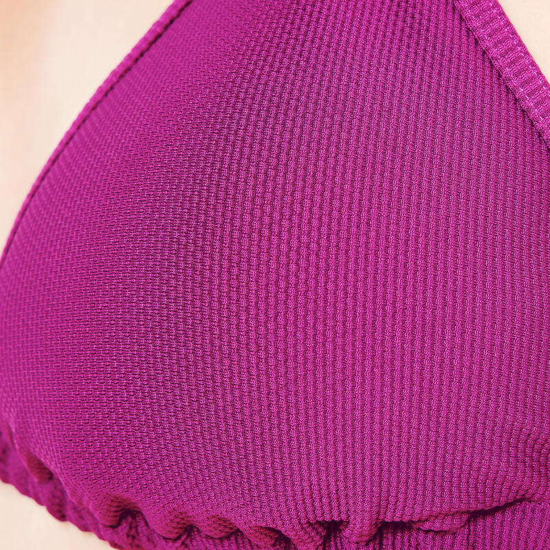 Kadın Üçgen Bikini Üstü - Mor - Dokulu - MAE