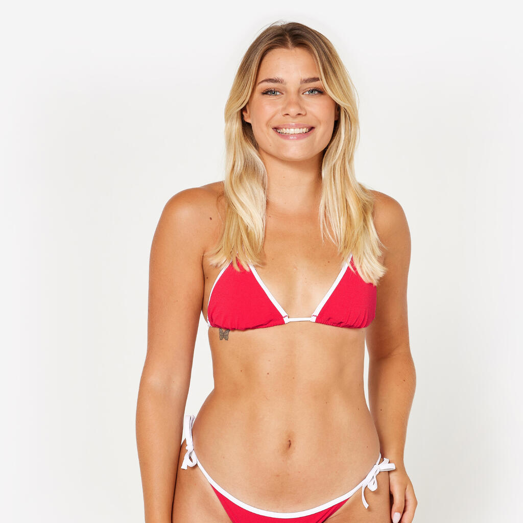 Women’s surfing terry triangle bikini top - Mae pink