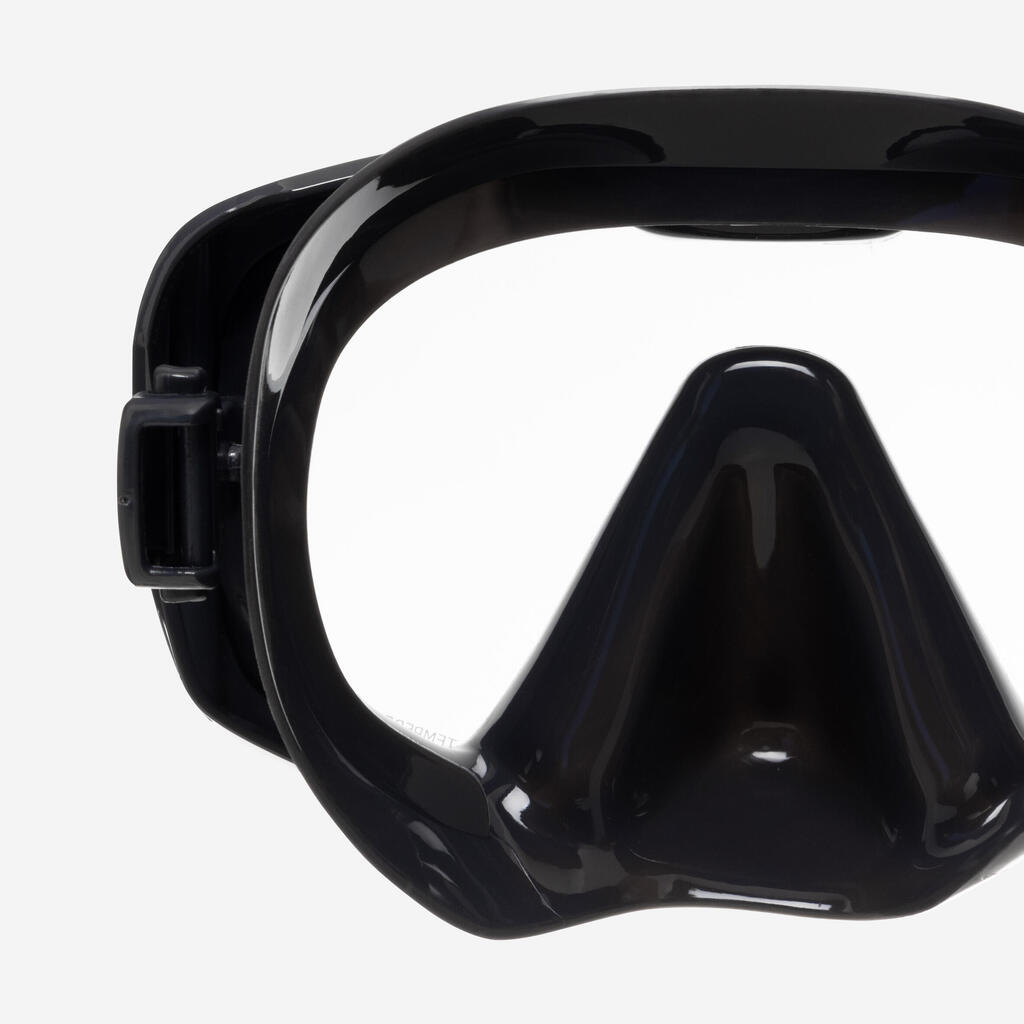 Anti-fog diving mask - 100 Mono silicone strap Black Grey
