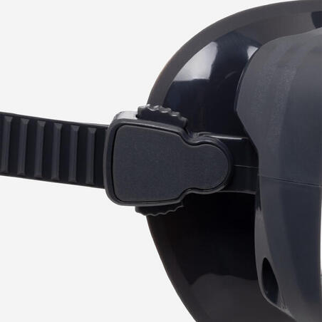 Anti-fog diving mask - 100 Mono silicone strap Black Grey