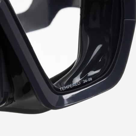 Anti-fog diving mask - 100 Mono silicone strap Black Grey