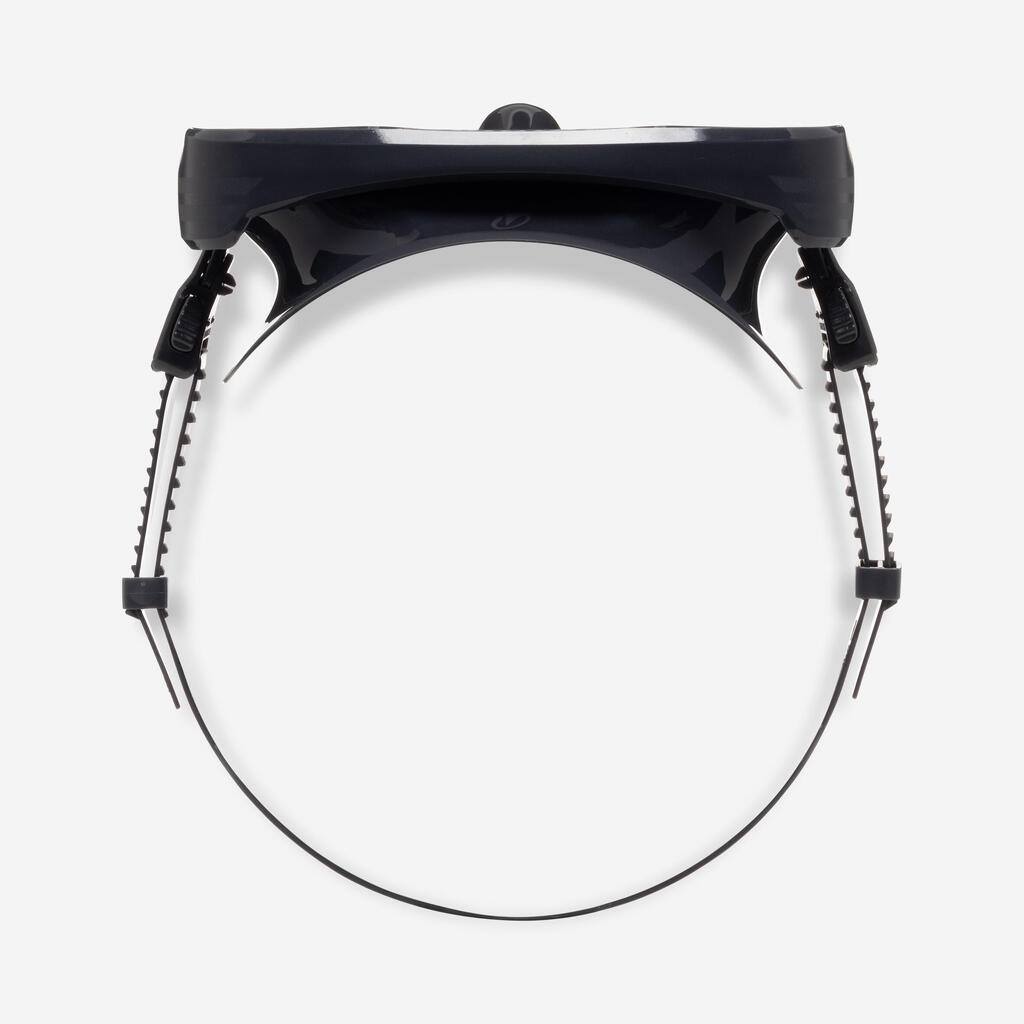 Anti-fog diving mask - 100 Mono silicone strap Black Grey