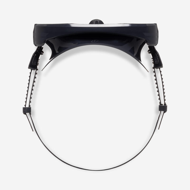 Masque de plongée anti buée - 100 Mono sangle silicone Noir Gris